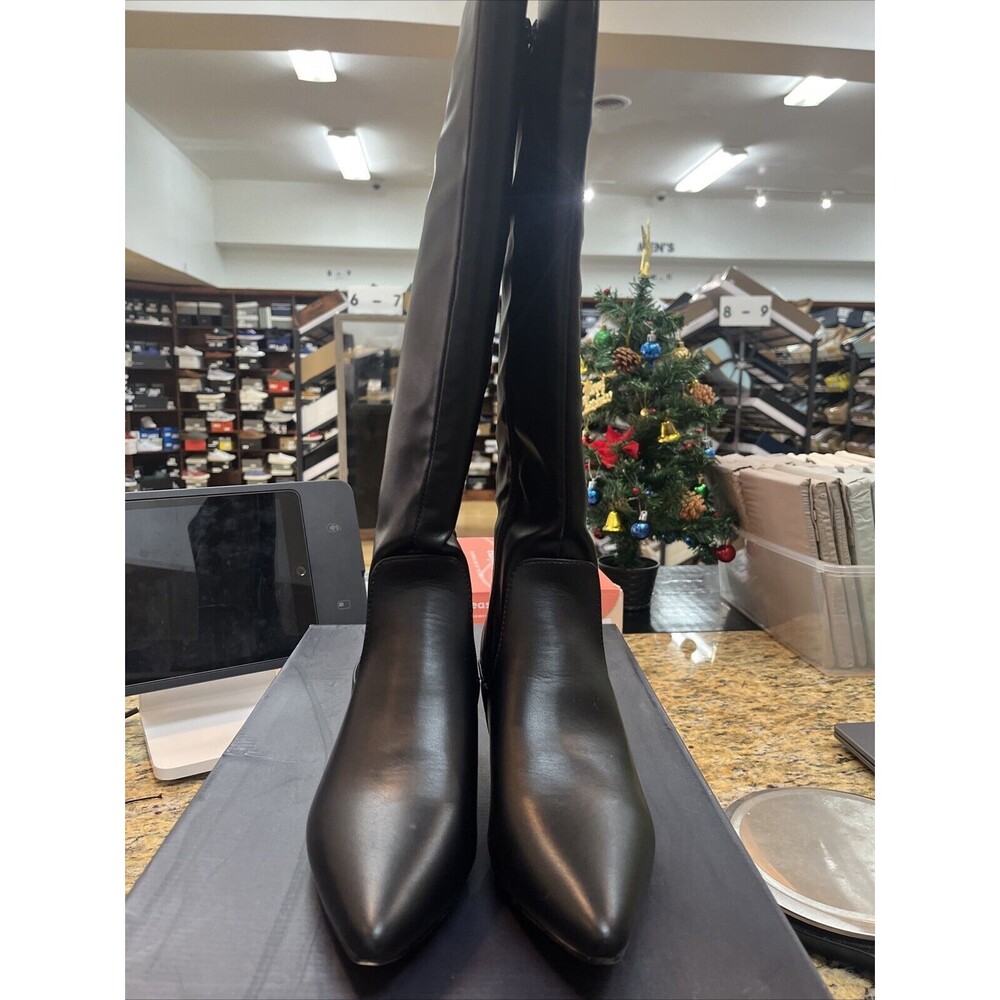 French Connection Black Knee-High Pointed-Toe Boots - Picture 4 of 5